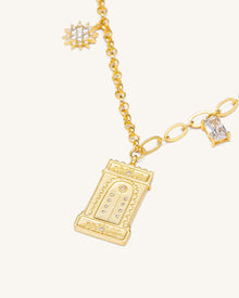 Roman Arch Pendant Necklace - 18ct Gold Plated & White Zircon
